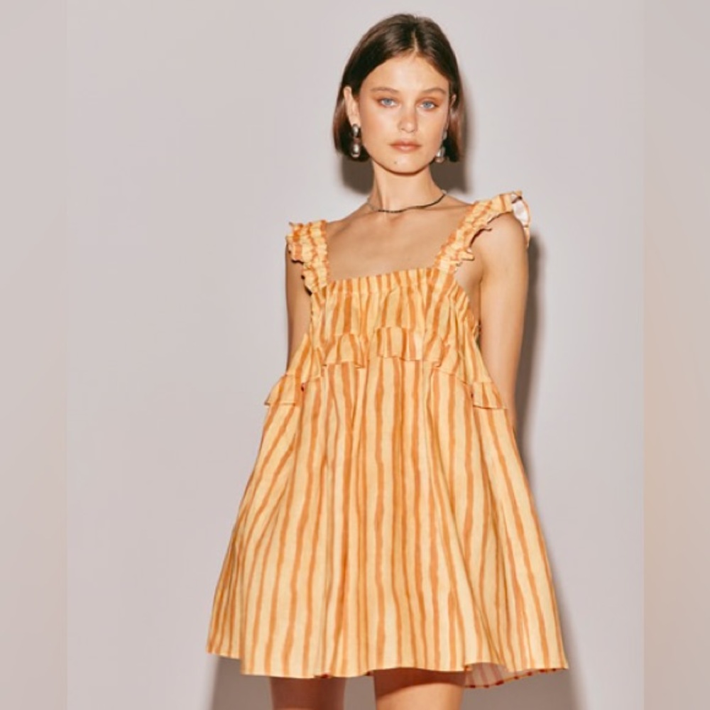 NWT, VRG GRL Malia linen smock mini dress, US 6